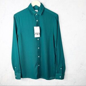 [Zara] Men's Green Textured Button Down Shirt